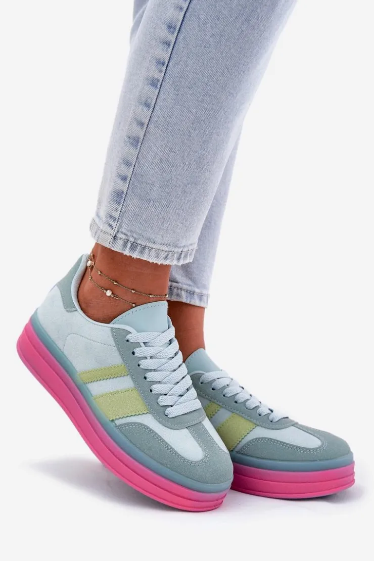 Boto Buty Sportowe Na Platformie|Sneakersy Damskie*Niskie Sneakersy Na Platformie Niebieskie Ovivene
