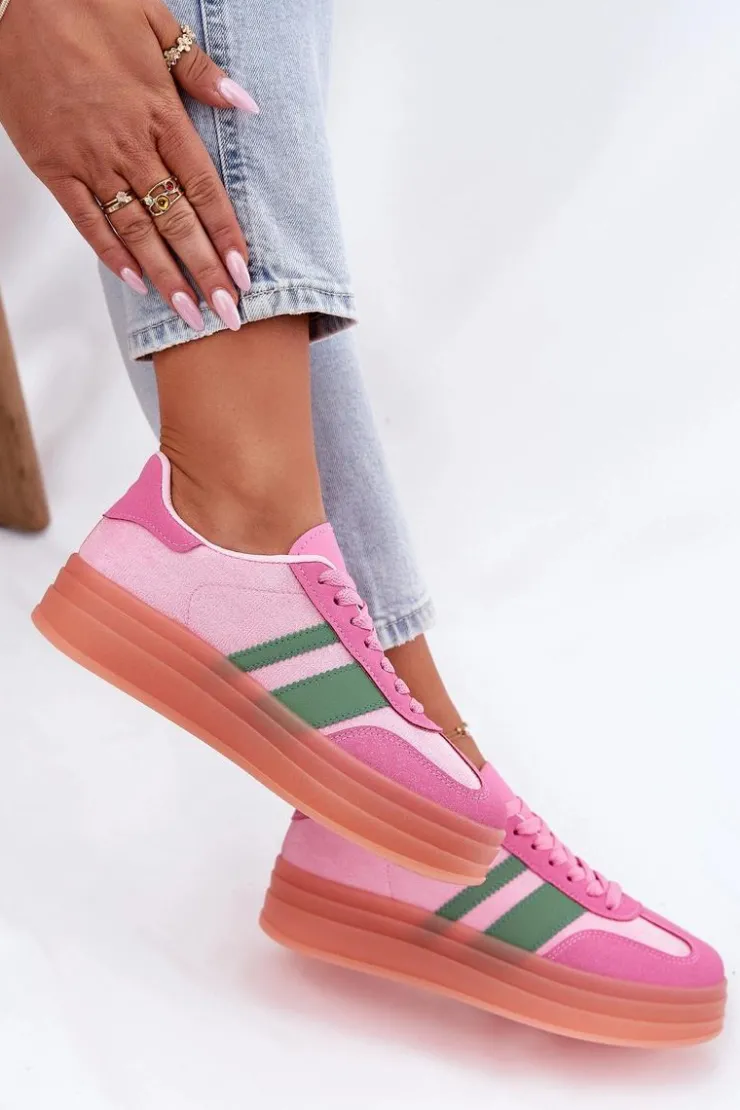 Damskie Boto Niskie Sneakersy Na Platformie Różowe Ovivene