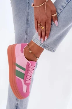 Damskie Boto Niskie Sneakersy Na Platformie Różowe Ovivene