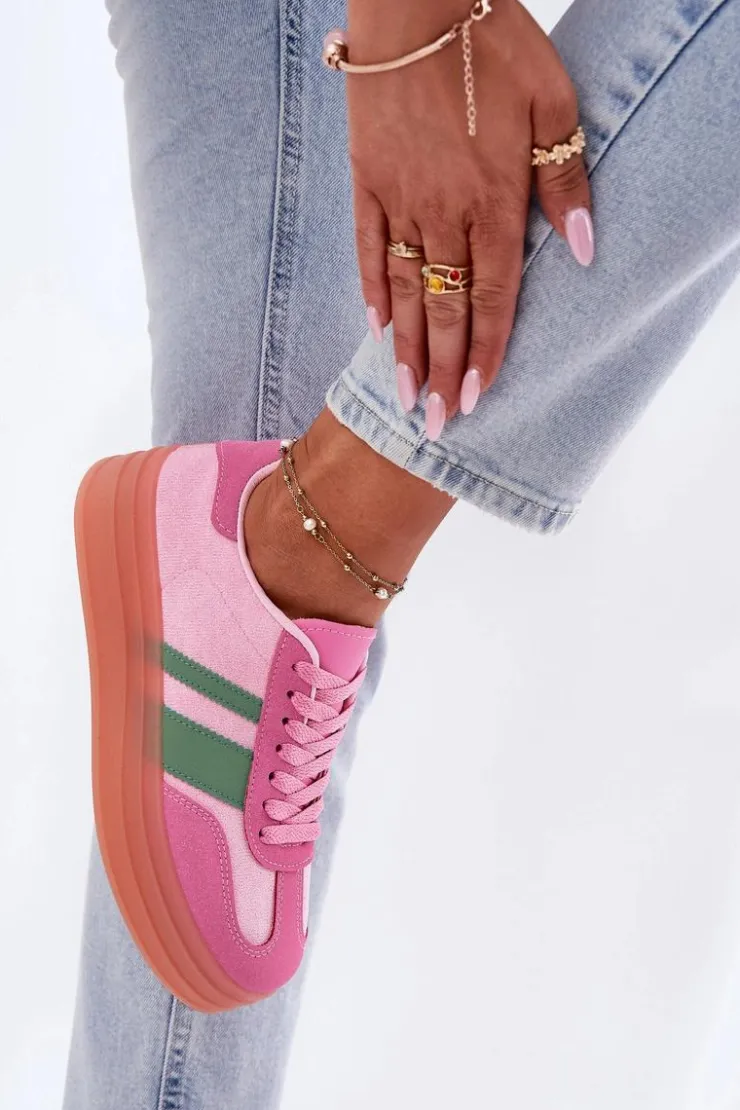 Damskie Boto Niskie Sneakersy Na Platformie Różowe Ovivene