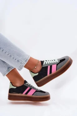 Sale Boto Niskie Sneakersy Na Platformie Czarne Ovivene