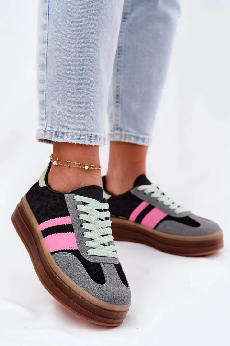 Sale Boto Niskie Sneakersy Na Platformie Czarne Ovivene