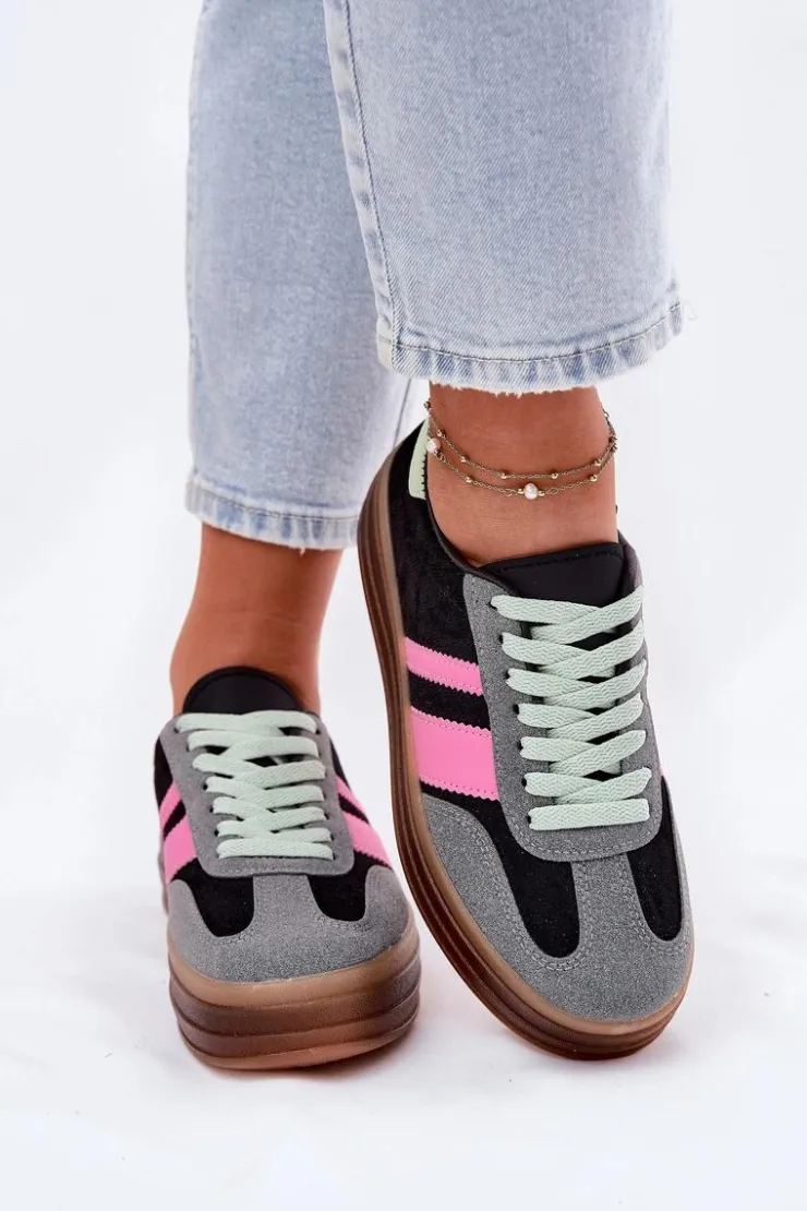 Sale Boto Niskie Sneakersy Na Platformie Czarne Ovivene