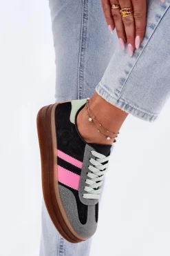 Sale Boto Niskie Sneakersy Na Platformie Czarne Ovivene