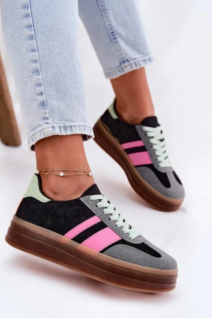 Sale Boto Niskie Sneakersy Na Platformie Czarne Ovivene