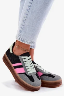 Sale Boto Niskie Sneakersy Na Platformie Czarne Ovivene