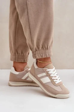 Damskie Boto Niskie Sneakersy Trampki Damskie Beżowe Sellira