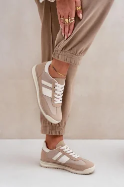 Damskie Boto Niskie Sneakersy Trampki Damskie Beżowe Sellira