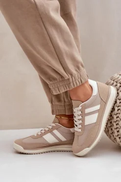 Damskie Boto Niskie Sneakersy Trampki Damskie Beżowe Sellira