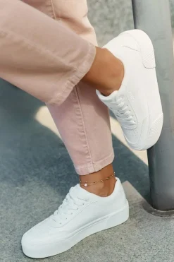 Big Star Shoes Buty Sportowe Big Star|Sneakersy Damskie*Niskie Sneakersy Z Eko Skóry Big Star RR274303 Białe