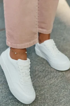 Big Star Shoes Buty Sportowe Big Star|Sneakersy Damskie*Niskie Sneakersy Z Eko Skóry Big Star RR274303 Białe