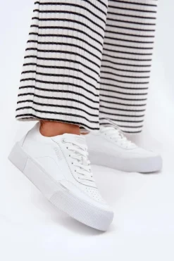 Big Star Shoes Buty Sportowe Big Star|Sneakersy Damskie*Niskie Sneakersy Z Eko Skóry Big Star RR274303 Białe