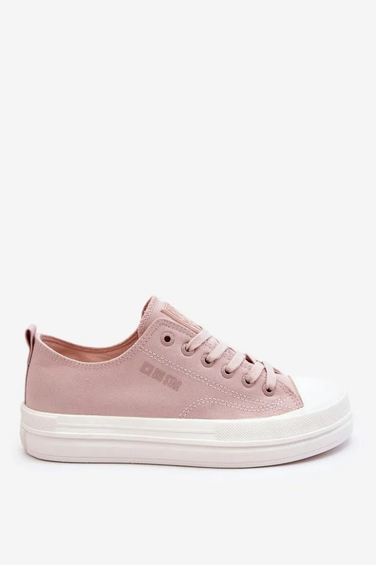 Discount Big Star Shoes Niskie Sznurowane Tenisówki Big Star LL274970 Nude Różowy