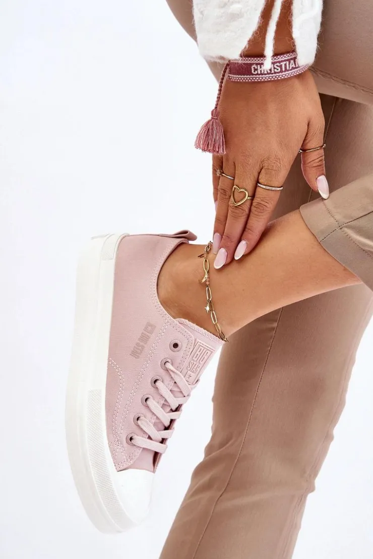 Discount Big Star Shoes Niskie Sznurowane Tenisówki Big Star LL274970 Nude Różowy