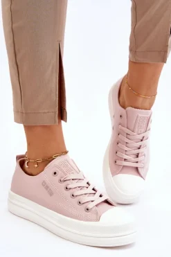 Discount Big Star Shoes Niskie Sznurowane Tenisówki Big Star LL274970 Nude Różowy