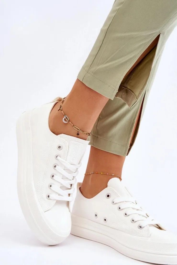 Best Big Star Shoes Niskie Sznurowane Tenisówki Big Star LL274968 Białe Biały