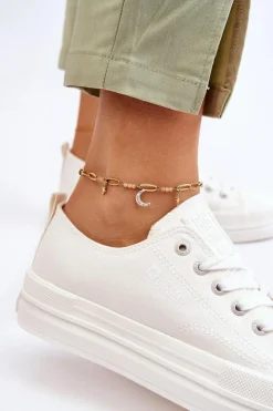 Best Big Star Shoes Niskie Sznurowane Tenisówki Big Star LL274968 Białe Biały