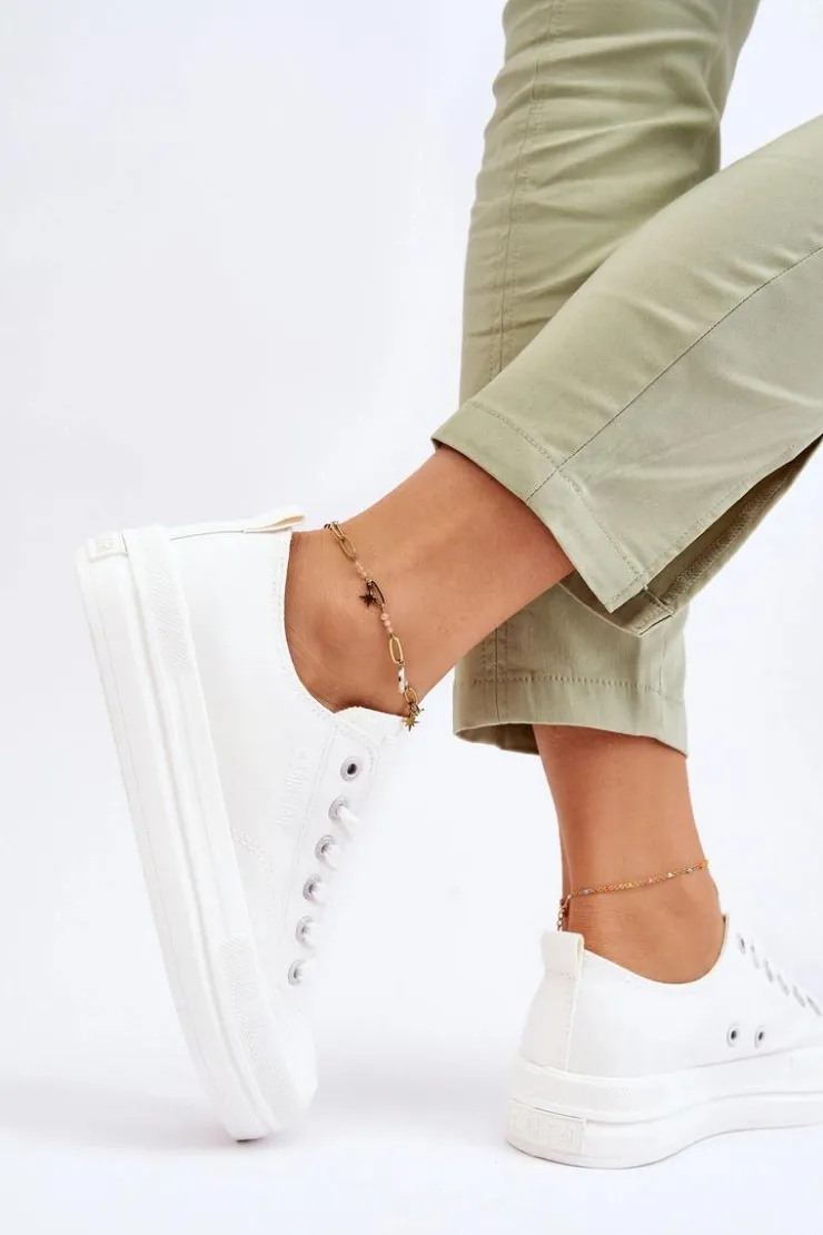 Best Big Star Shoes Niskie Sznurowane Tenisówki Big Star LL274968 Białe Biały