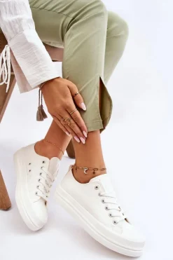 Best Big Star Shoes Niskie Sznurowane Tenisówki Big Star LL274968 Białe Biały