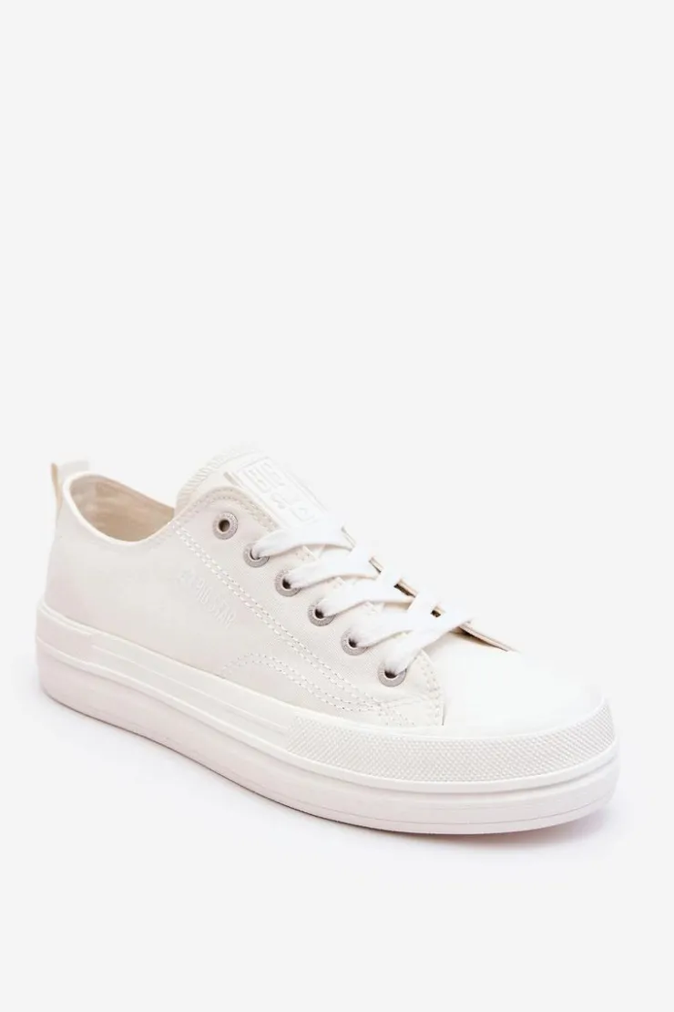 Best Big Star Shoes Niskie Sznurowane Tenisówki Big Star LL274968 Białe Biały