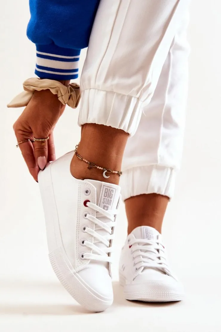 Big Star Shoes Trampki Damskie Big Star|Trampki Damskie Niskie*Niskie Tenisówki Big Star JJ274001 Białe Biały