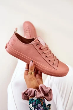 Damskie Big Star Shoes Niskie Tenisówki Big Star JJ274005 Ciemnoróżowe