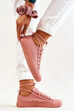 Damskie Big Star Shoes Niskie Tenisówki Big Star JJ274005 Ciemnoróżowe