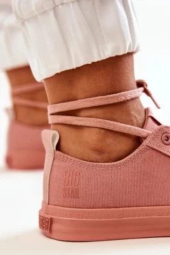 Damskie Big Star Shoes Niskie Tenisówki Big Star JJ274005 Ciemnoróżowe