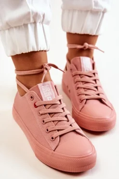 Damskie Big Star Shoes Niskie Tenisówki Big Star JJ274005 Ciemnoróżowe