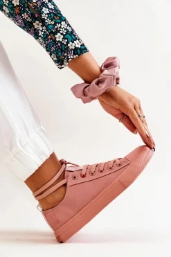 Damskie Big Star Shoes Niskie Tenisówki Big Star JJ274005 Ciemnoróżowe