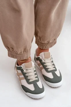 Boto Trampki Damskie Niskie|Sneakersy Damskie*Niskie Tenisówki Trampki Damskie Beżowo-Zielone Eezore Zielony