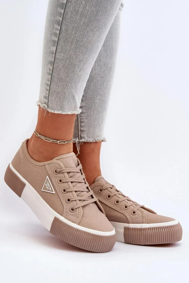 Damskie Boto Niskie Trampki Damskie Beżowe Enalae