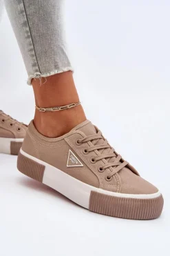 Damskie Boto Niskie Trampki Damskie Beżowe Enalae