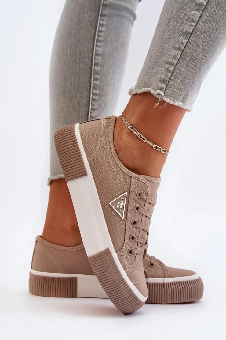 Damskie Boto Niskie Trampki Damskie Beżowe Enalae