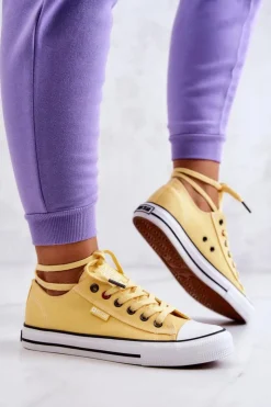 Damskie Big Star Shoes Niskie Trampki Damskie Big Star JJ274A002 Żółte