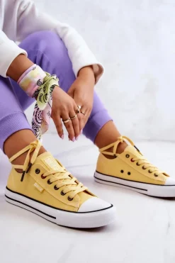 Damskie Big Star Shoes Niskie Trampki Damskie Big Star JJ274A002 Żółte