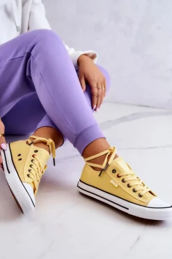 Damskie Big Star Shoes Niskie Trampki Damskie Big Star JJ274A002 Żółte