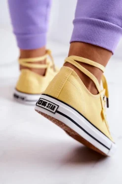 Damskie Big Star Shoes Niskie Trampki Damskie Big Star JJ274A002 Żółte