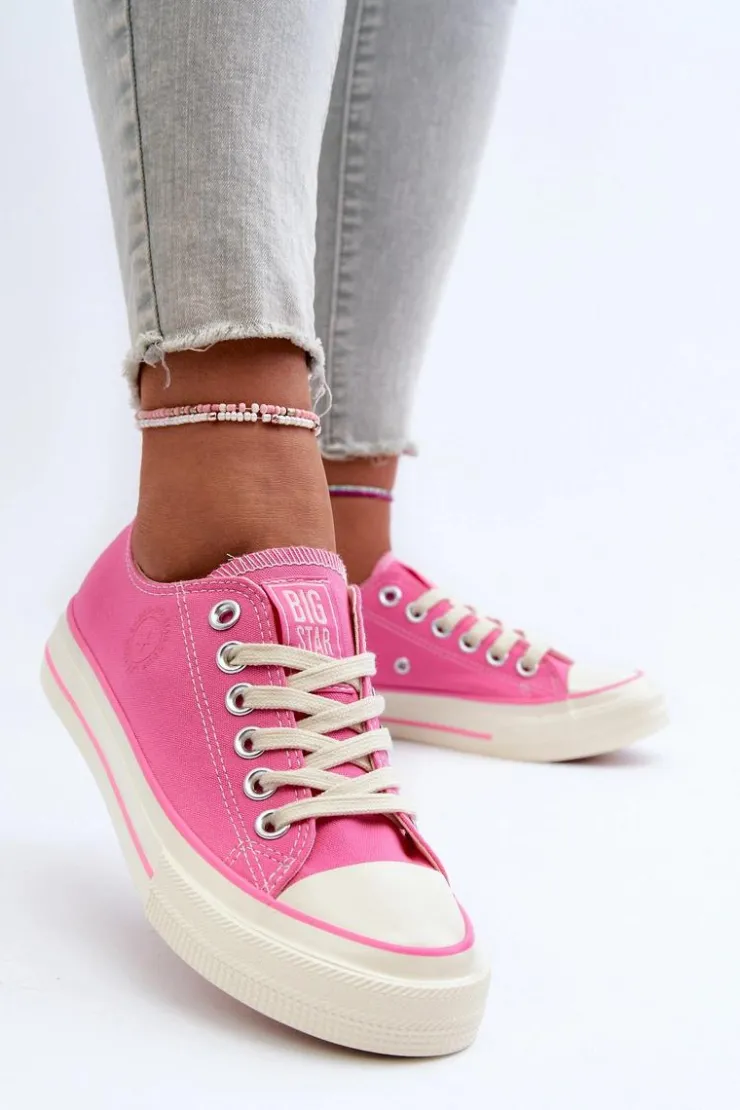 Clearance Big Star Shoes Niskie Trampki Damskie Big Star NN274271 Różowe Różowy