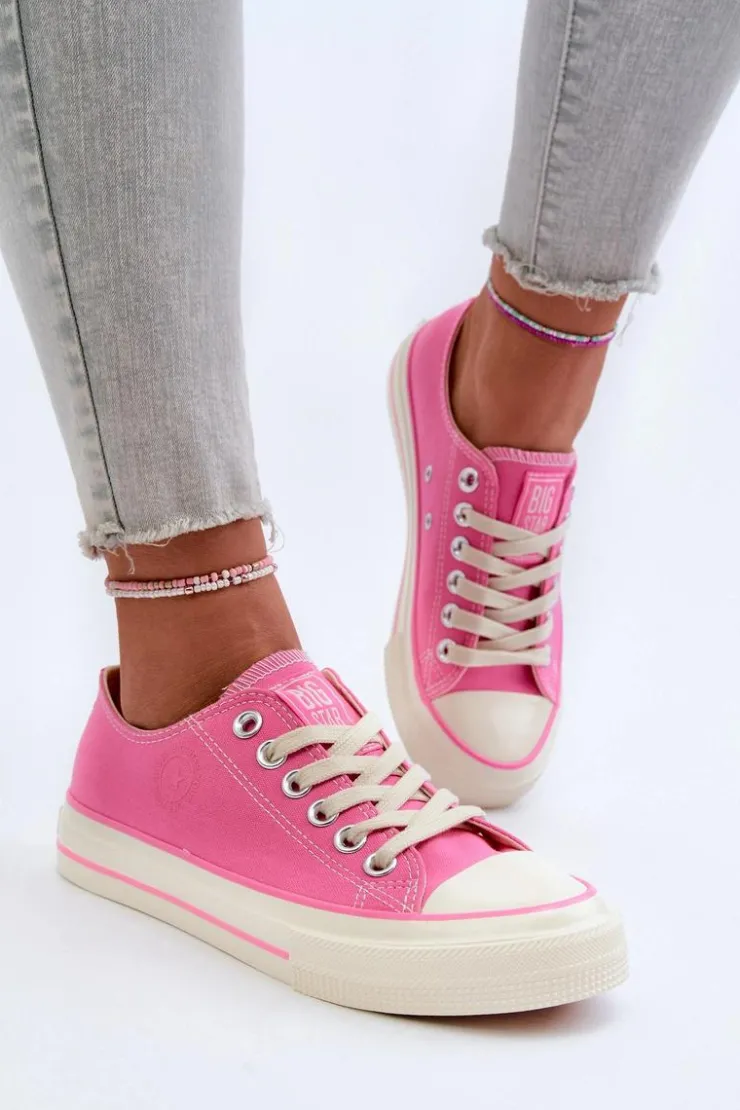 Clearance Big Star Shoes Niskie Trampki Damskie Big Star NN274271 Różowe Różowy