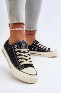 Clearance Big Star Shoes Niskie Trampki Damskie Big Star NN274269 Czarne Czarny