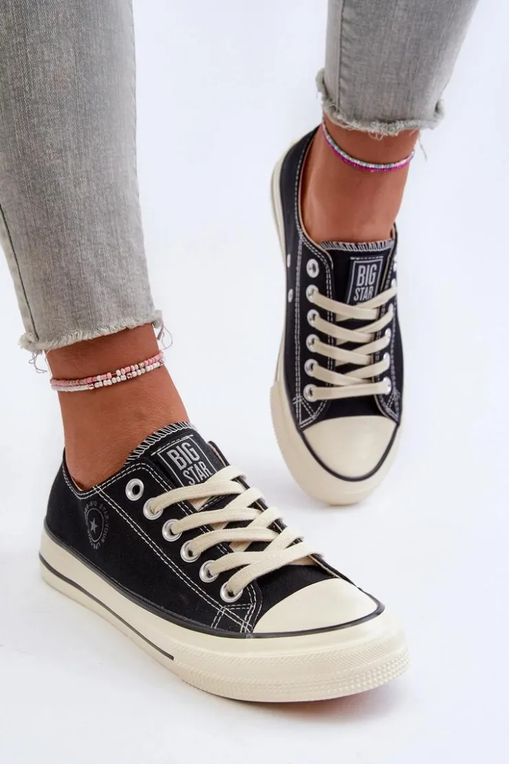 Clearance Big Star Shoes Niskie Trampki Damskie Big Star NN274269 Czarne Czarny