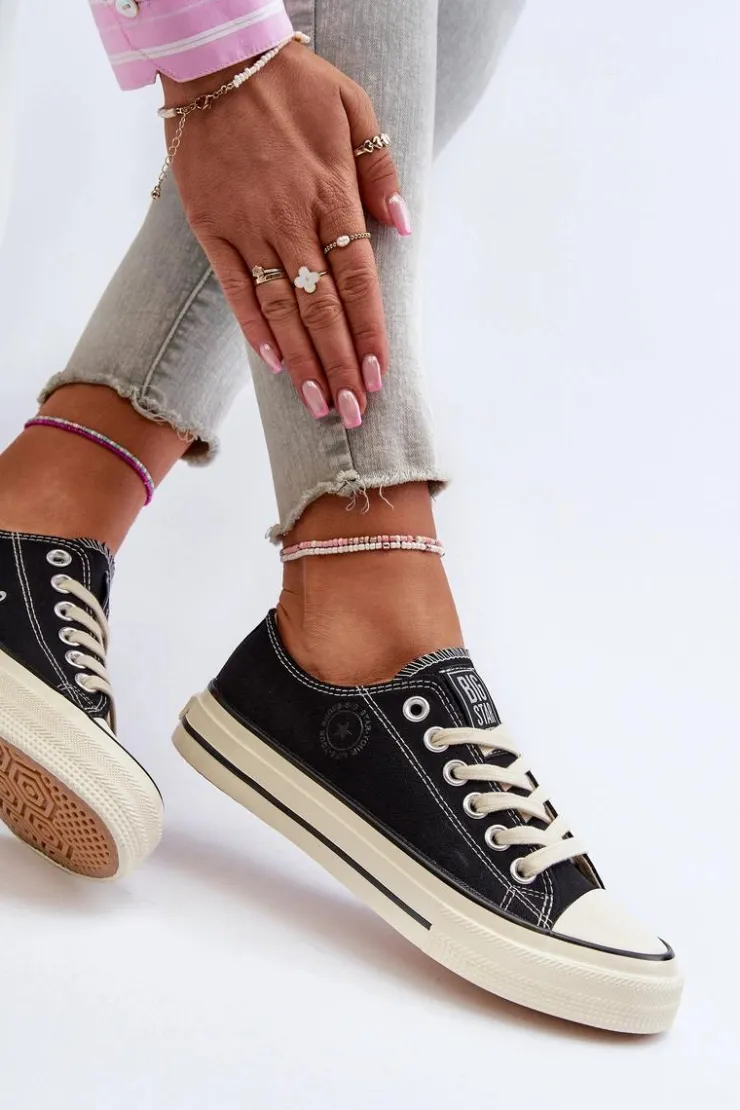 Clearance Big Star Shoes Niskie Trampki Damskie Big Star NN274269 Czarne Czarny