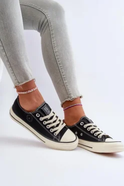 Clearance Big Star Shoes Niskie Trampki Damskie Big Star NN274269 Czarne Czarny