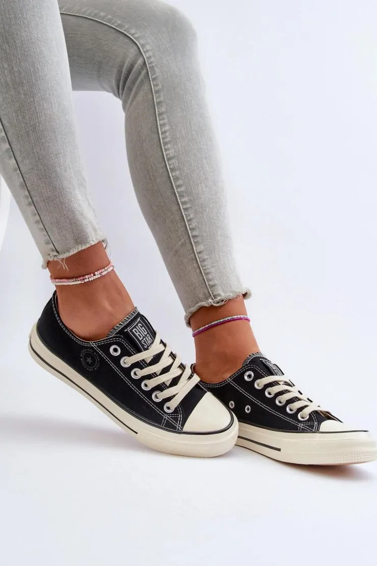 Clearance Big Star Shoes Niskie Trampki Damskie Big Star NN274269 Czarne Czarny