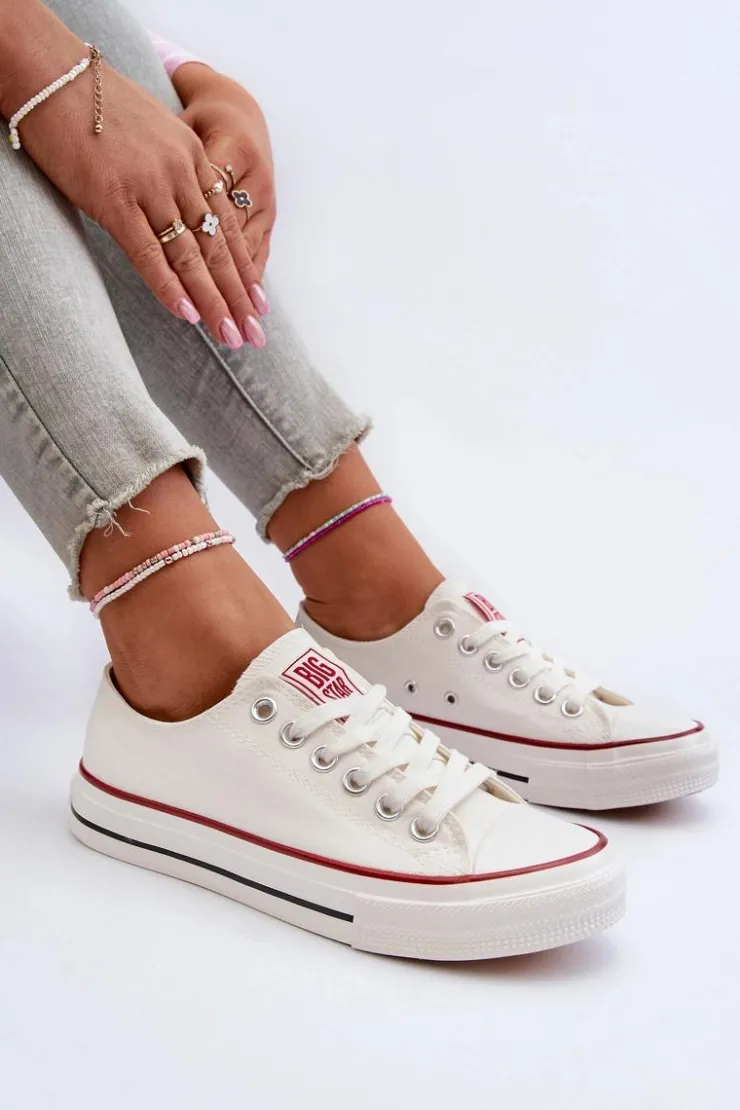 Big Star Shoes Trampki Damskie Big Star|Trampki Damskie Niskie*Niskie Trampki Damskie Big Star NN274274 Białe Biały