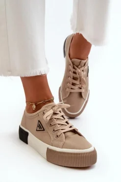 Boto Trampki Damskie Niskie*Niskie Trampki Damskie Brązowe Enalae