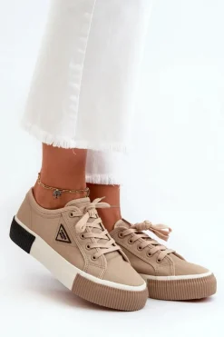 Boto Trampki Damskie Niskie*Niskie Trampki Damskie Brązowe Enalae