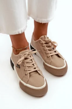 Boto Trampki Damskie Niskie*Niskie Trampki Damskie Brązowe Enalae