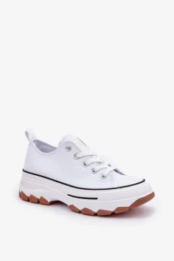 Evento Trampki Damskie Niskie*Niskie Trampki Damskie Na Platformie Białe Aradwin Biały